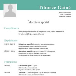 Exemple de CV educateur sportif